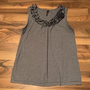 Gray and Navy Stripe Sleeveless Top
